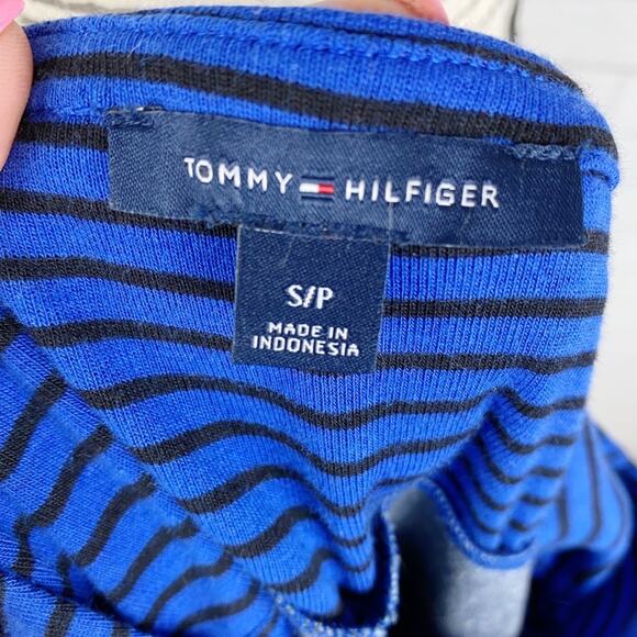 Tommy Hilfiger Classic Blue Top with Black Stripes Size Small - Picture 4 of 7
